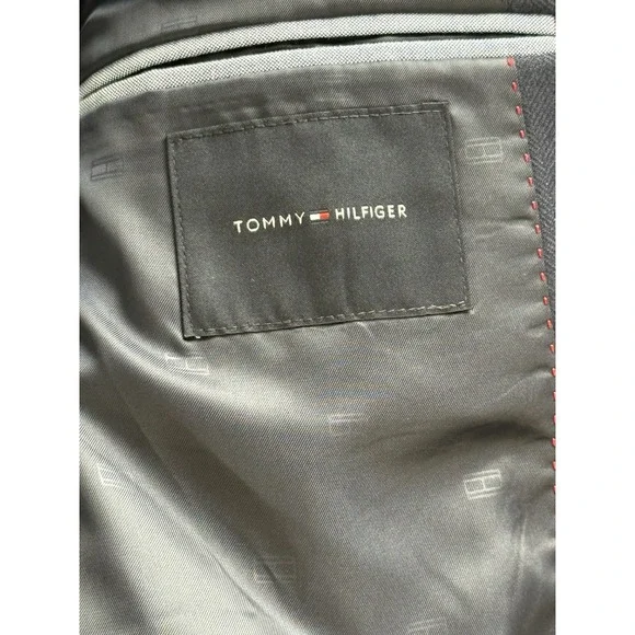 NWT Tommy Hilfiger Trevor Blazer Mens 40 Long Dark Blue Sport Coat Herringbone - Picture 5 of 7
